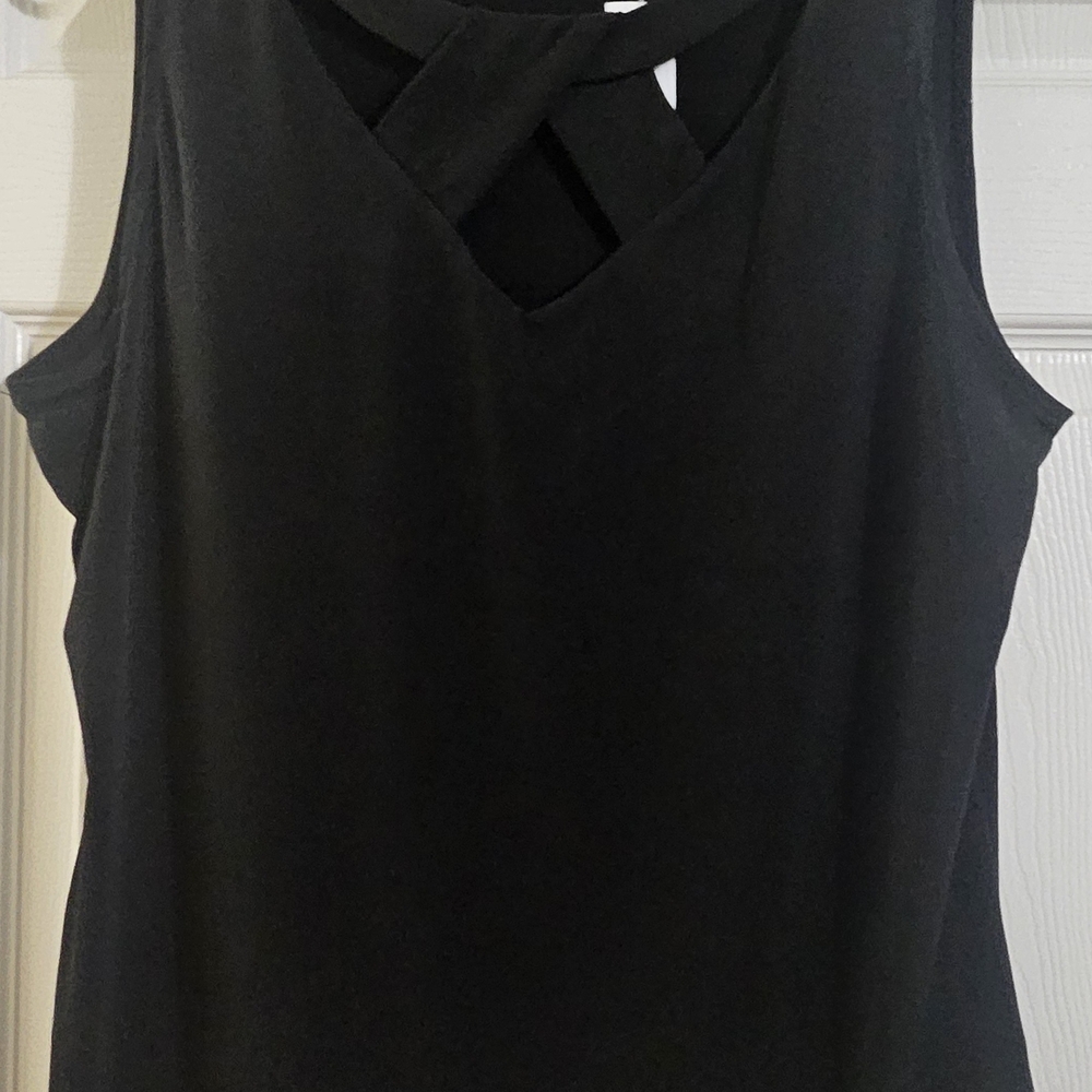 New York & Company Black Crisscross Blouse
